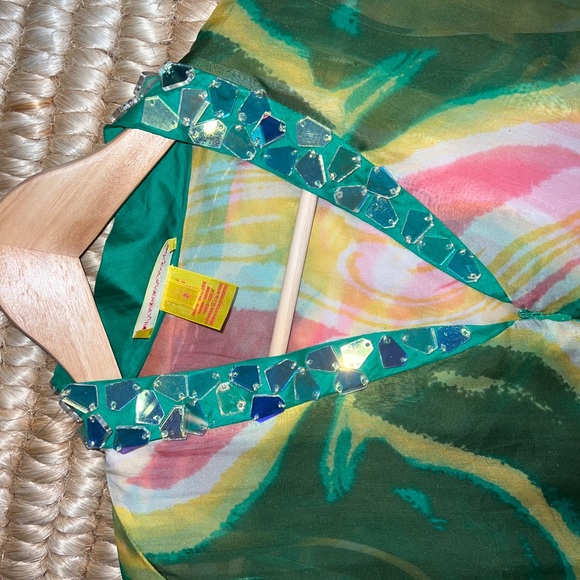 Catherine Malandrino printed chiffon embellished caftan jumpsuit 2 - Picture 7 of 12